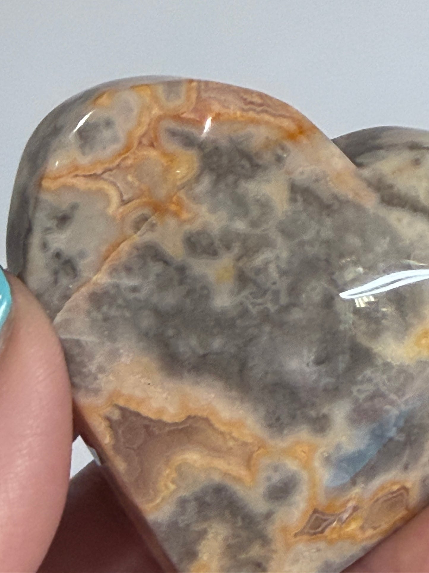 Crazy Lace Agate Free Standing Heart - 5.6cm