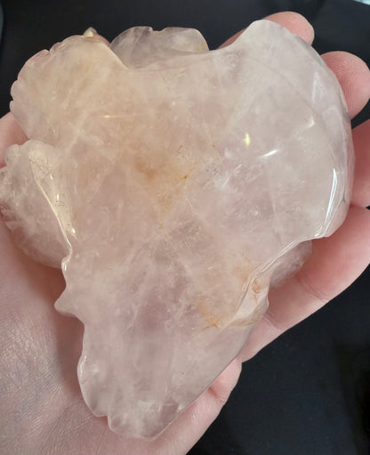 Rose Quartz Rose Carving with Light Base – 10 × 8 cm | 242g