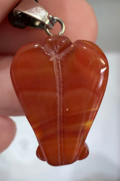 Carnelian Angel Crystal Pendant – 2.2 × 1.6 cm