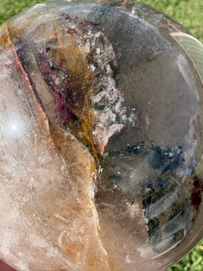 Large Garden Quartz (Lodolite) Sphere with Light Base – 11cm | 1.7kg
