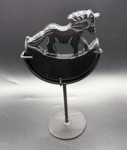 Black Obsidian Unicorn on Stand