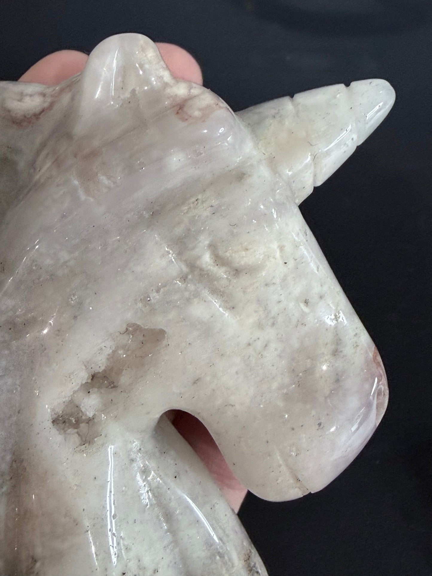 Flower Agate Unicorn Carving – 10cm | 351g