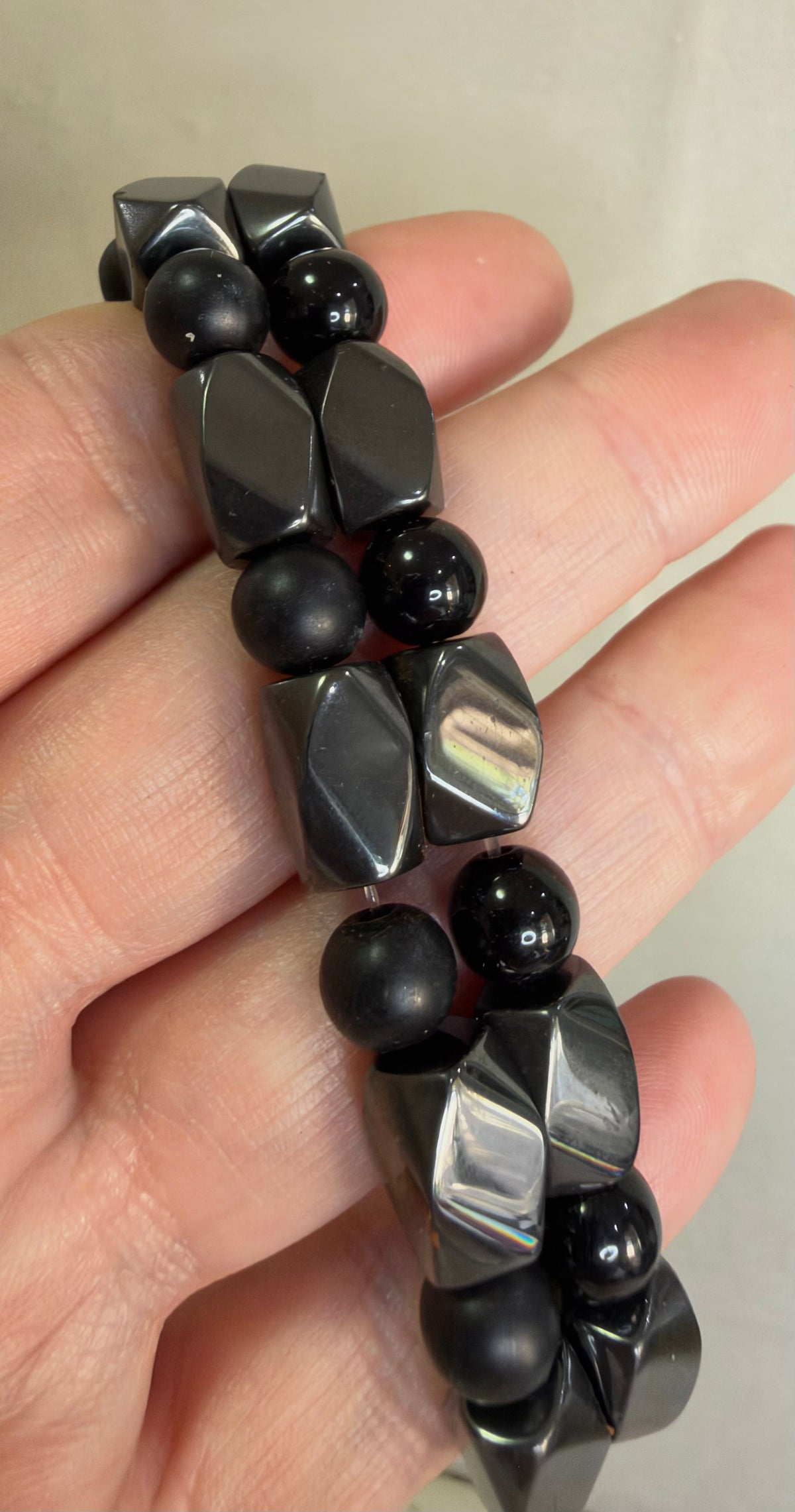Magnetic Hematite & Black Obsidian Bracelet