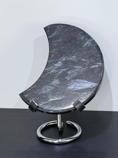 Arfvedsonite Crescent Moon with Stand – 182g