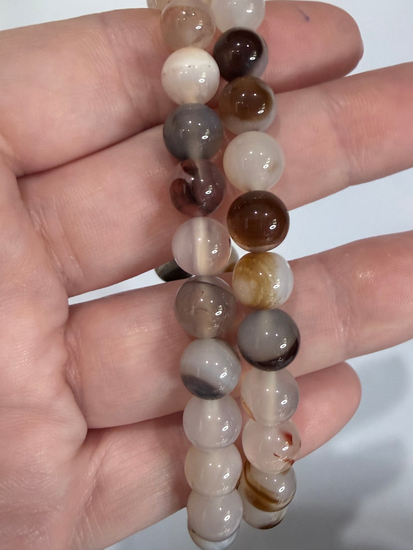 8mm Dendritic Agate Bracelet – Natural Earth Stone for Growth & Stability