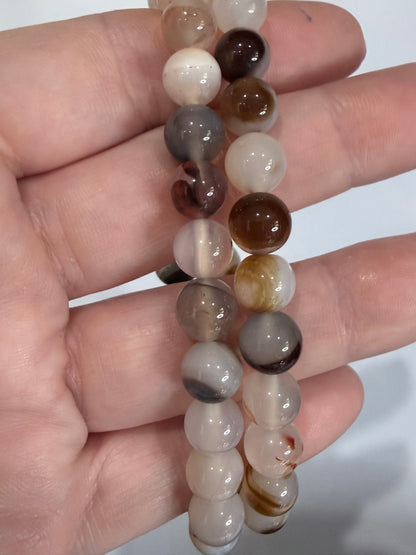 8mm Dendritic Agate Bracelet – Natural Earth Stone for Growth & Stability