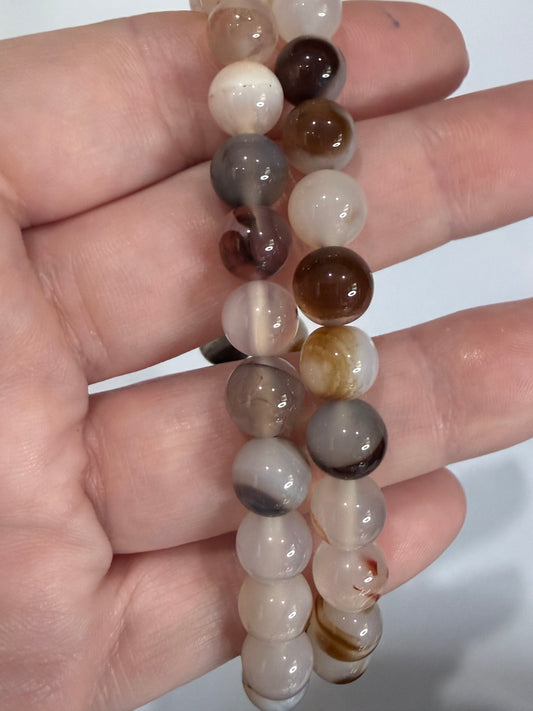 8mm Dendritic Agate Bracelet – Natural Earth Stone for Growth & Stability