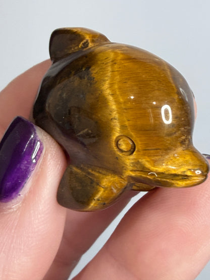 Tiger’s Eye Dolphin Carving
