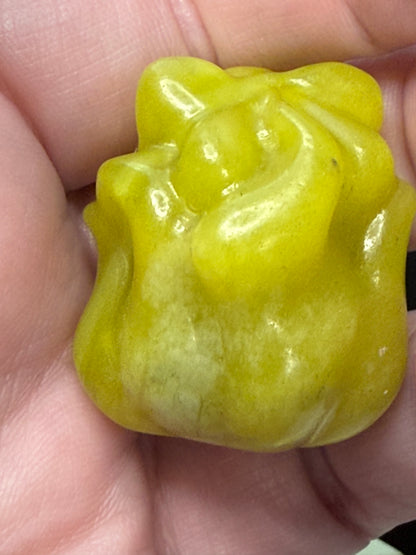 Lime Green Jade 9 Tail Fox Carving