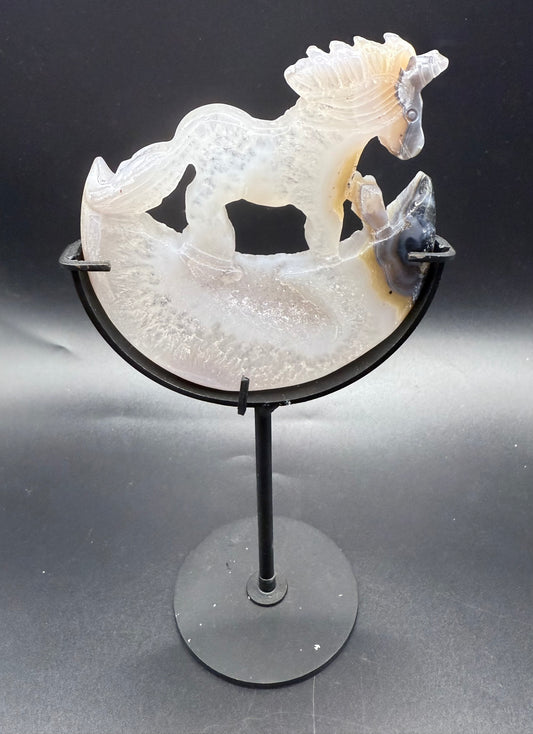 Agate Unicorn on Stand