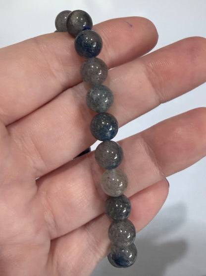 8mm Blue Spot Jasper Bracelet – | Grey & Blue Speckled Stone Bracelet
