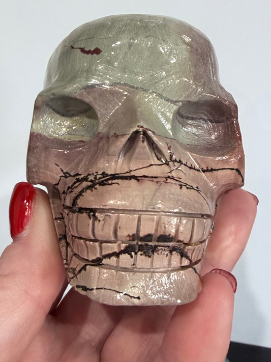 Picture Jasper Skull Carving – 407g