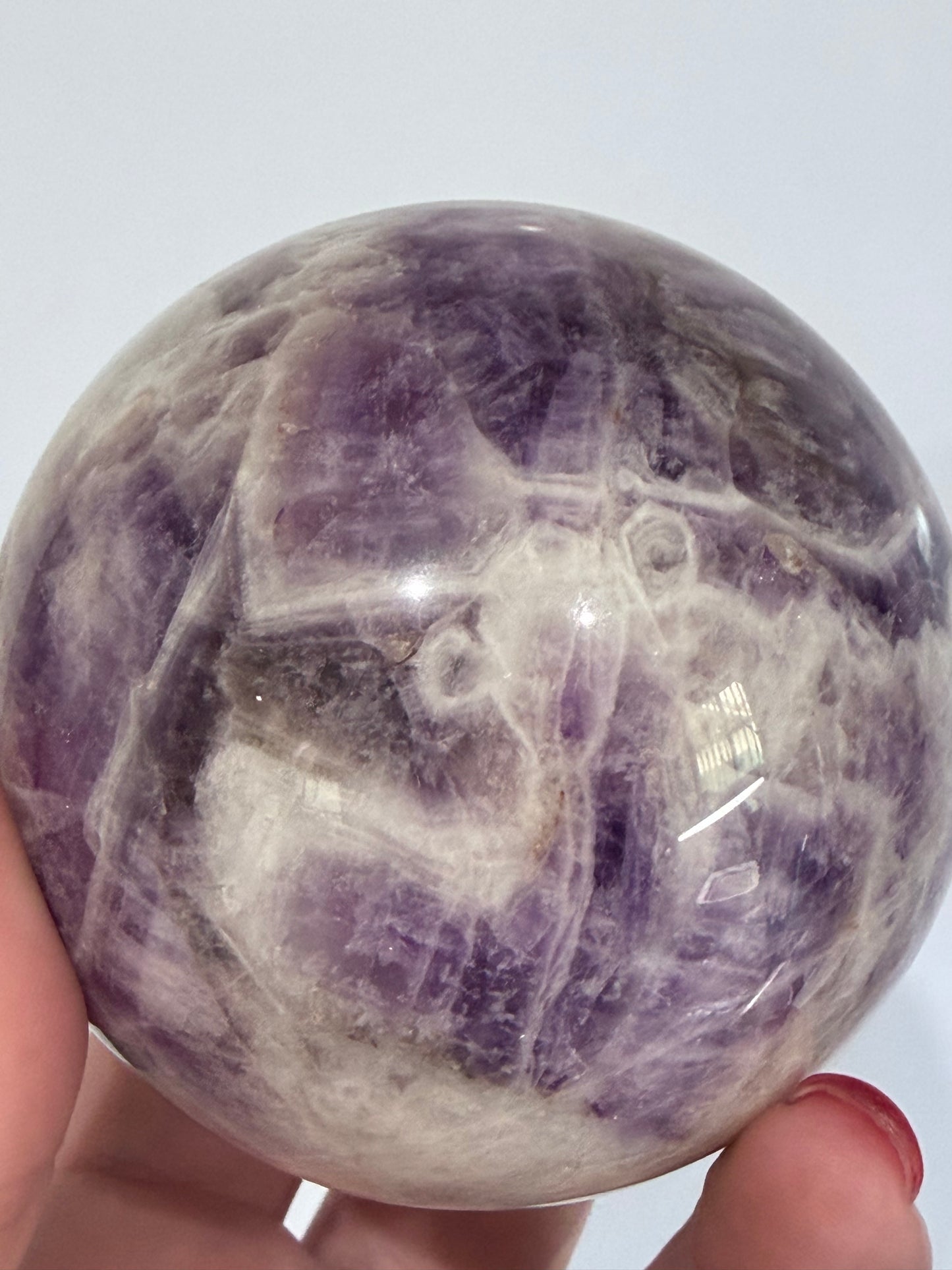Dream Amethyst (Chevron Amethyst) Crystal Sphere – 7cm | 486g