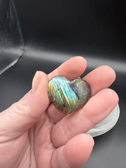 Mini Labradorite Hearts with Beautiful Flash
