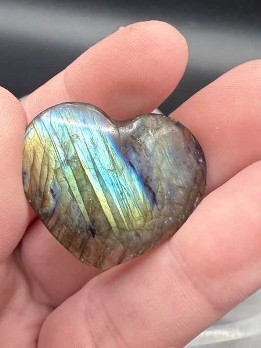 Mini Labradorite Hearts with Beautiful Flash - Crystal wonderland By Lisa