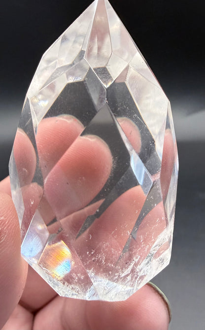 Clear Quartz Polyhedron on Rotating Stand