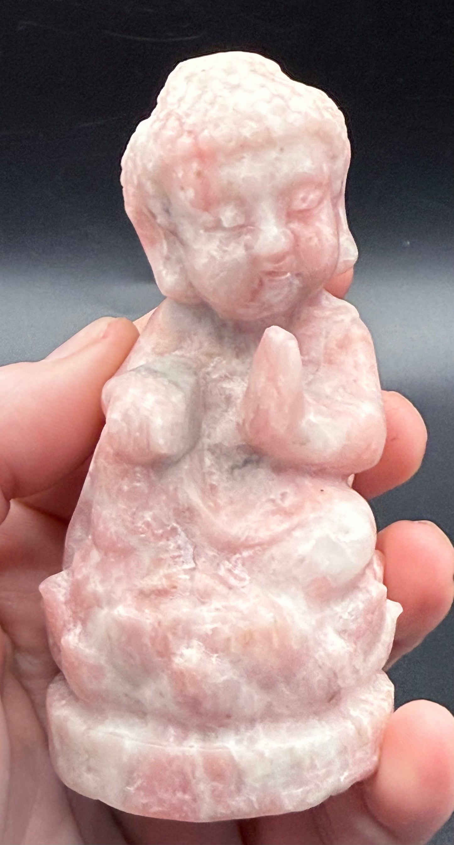Pink Opal Baby Buddha Carving