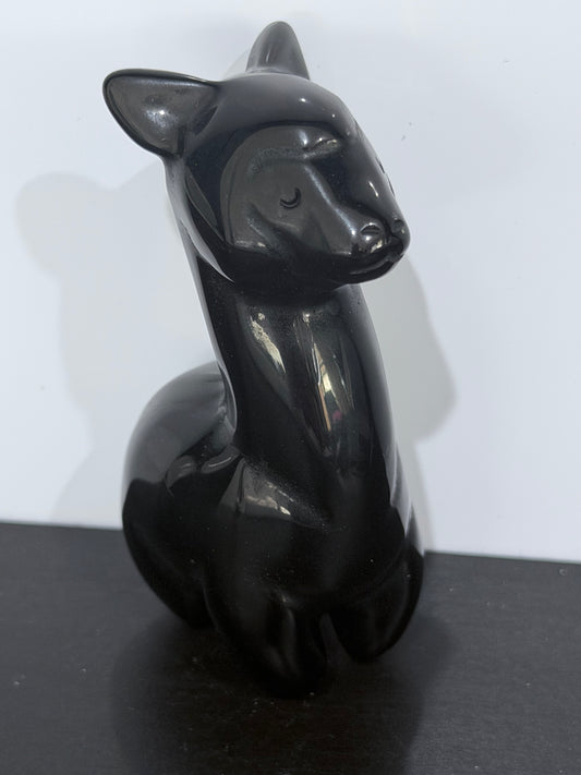 Black Obsidian Llama Carving – 8cm