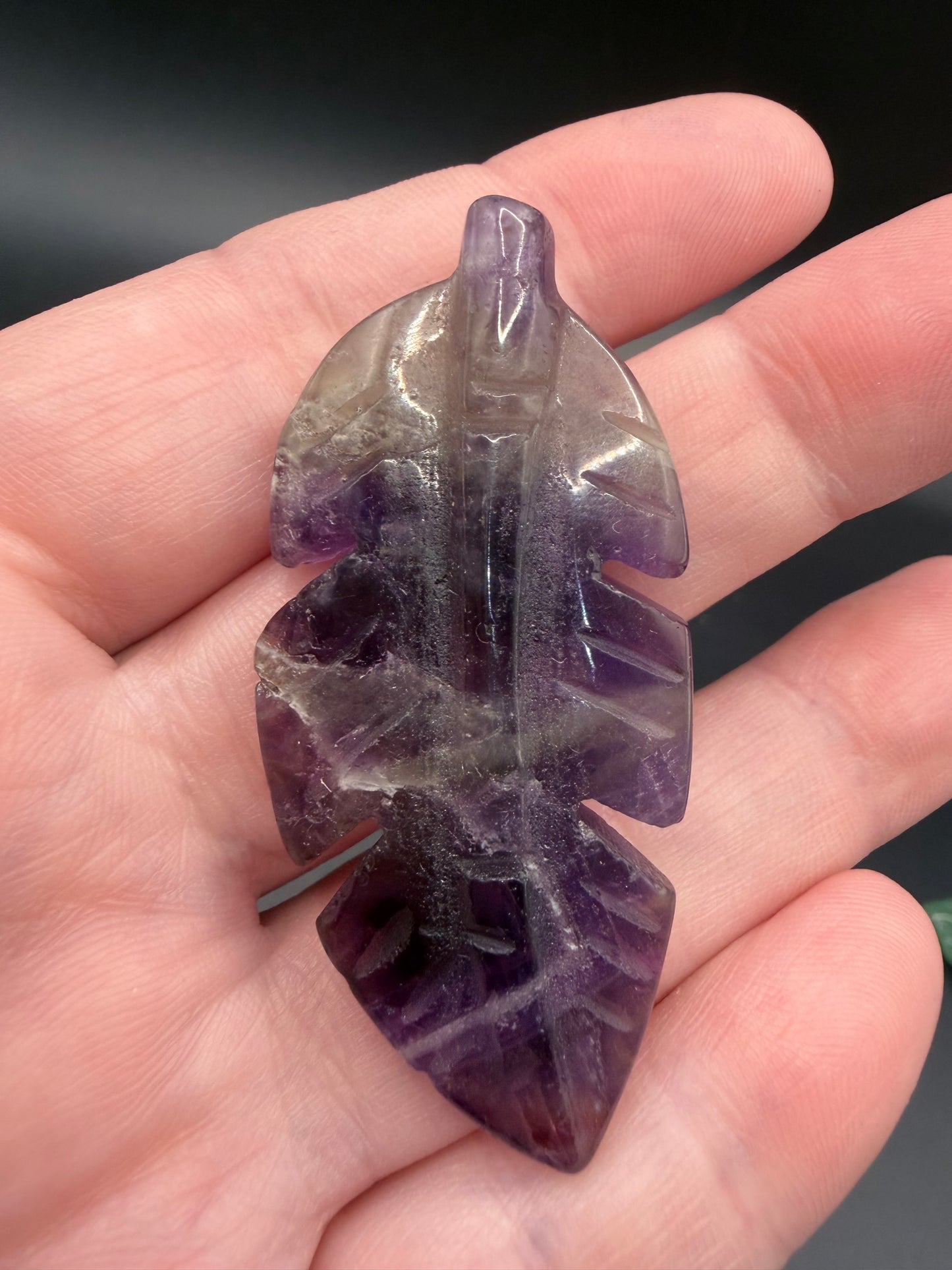 Amethyst Feather Carving