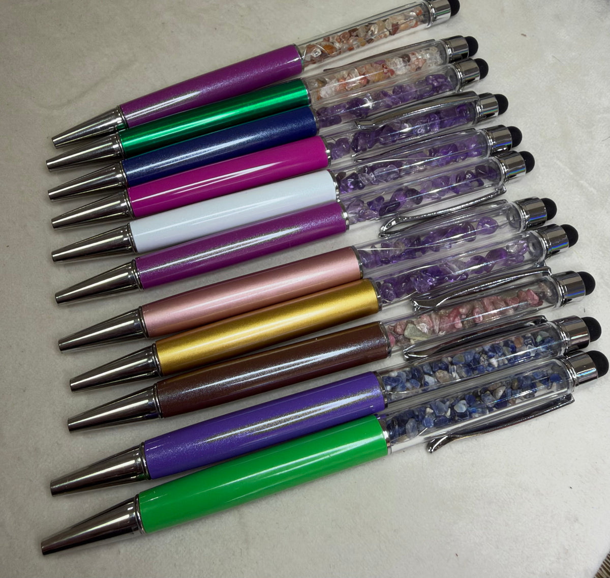 Crystal Chip Pen with Stylus – Assorted Crystals & Colours