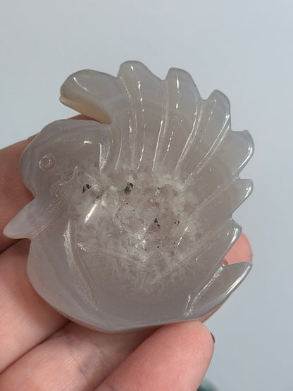 White Druzy Agate Swan – Self Standing | 5.5 cm