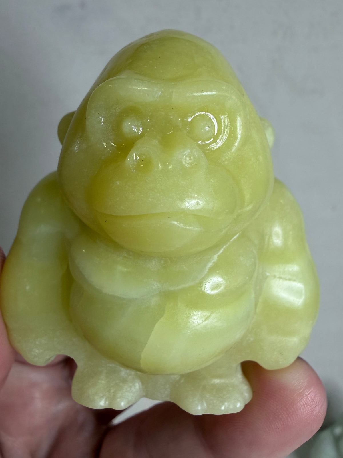 Yellow Serpentine Gorilla Carving – 6cm