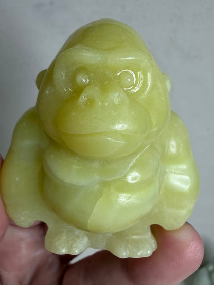 Yellow Serpentine Gorilla Carving – 6cm