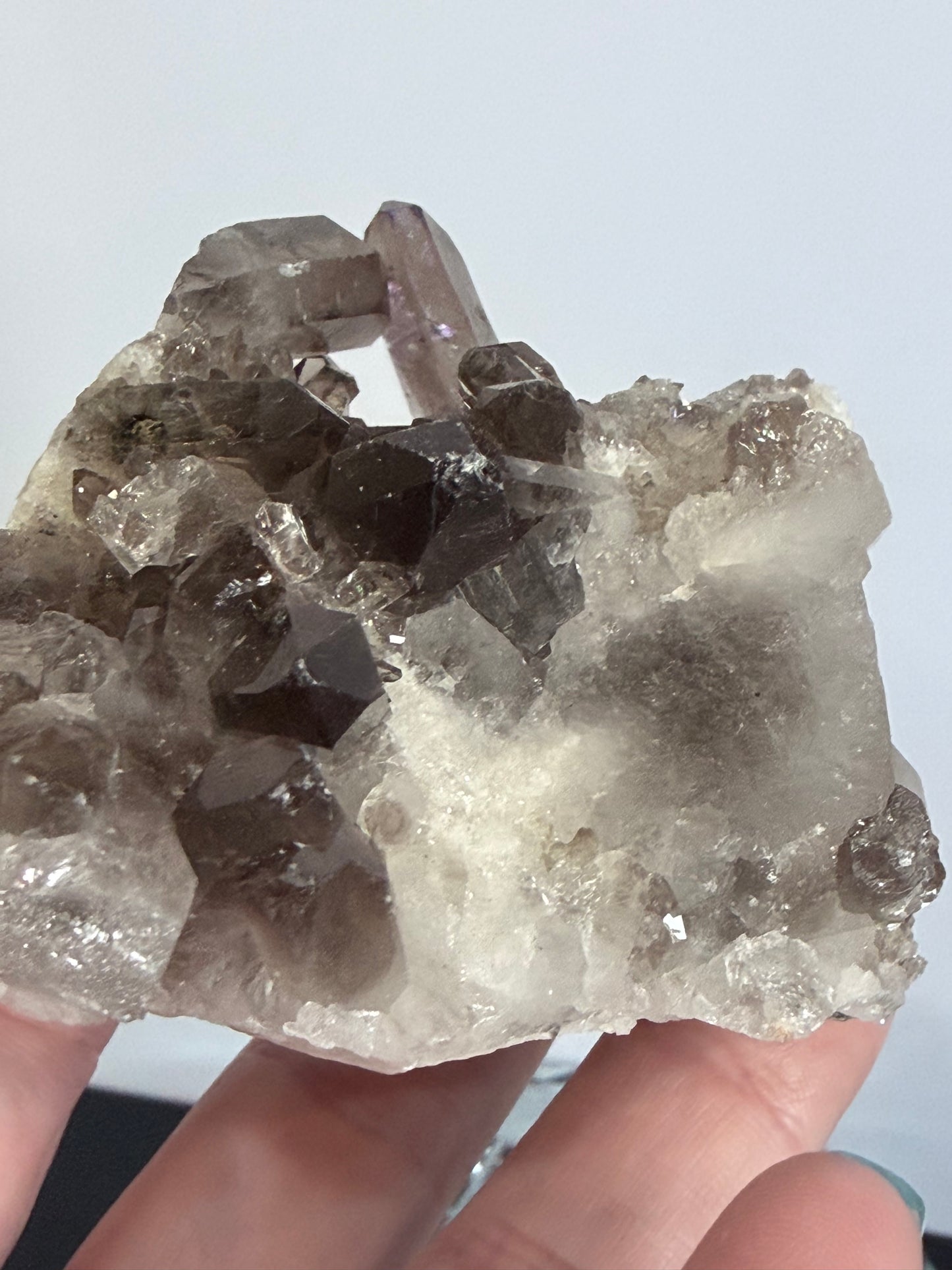 Smoky Quartz Crystal Cluster on Milky Quartz Matrix 214g | Natural Brazilian