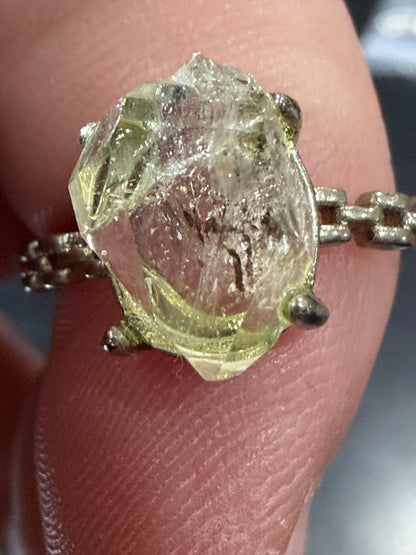Natural Herkimer Diamond Quartz Ring | Double-Terminated Crystal C