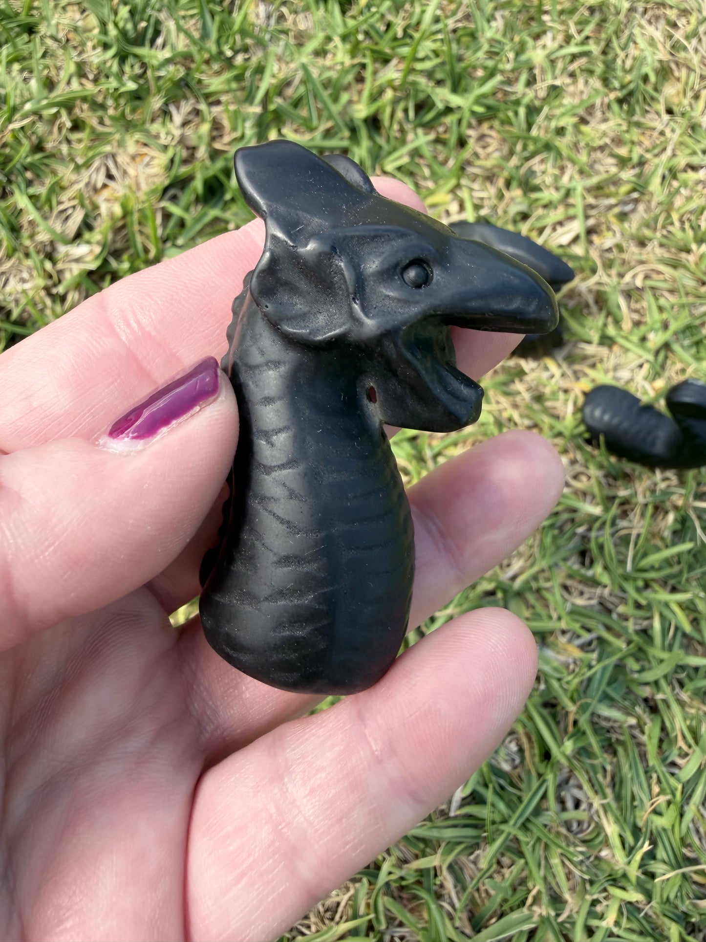 Black Obsidian Dragon Carving