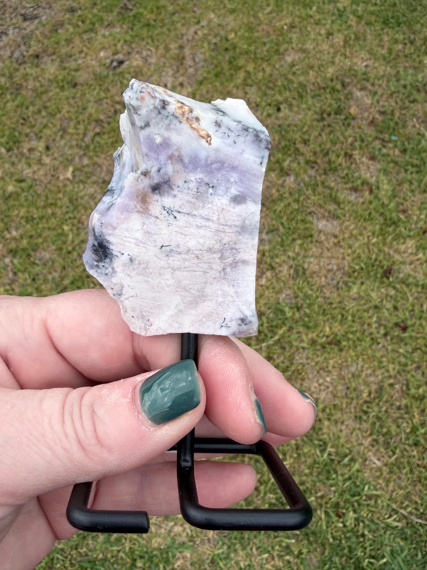 Dendritic Opal Slab on Stand (Merlinite-Style)
