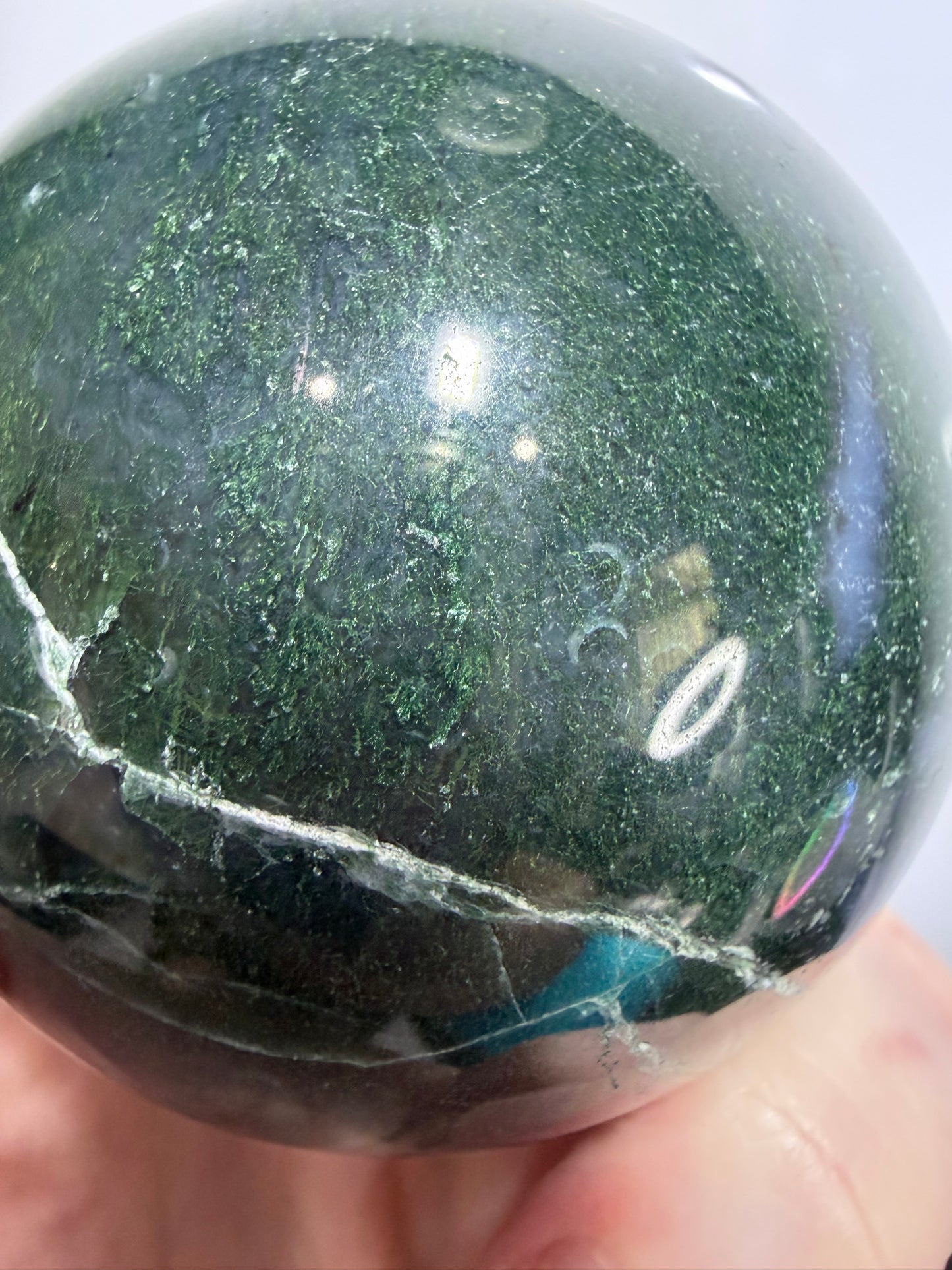 Moss Agate Sphere – 500g | 7.1cm