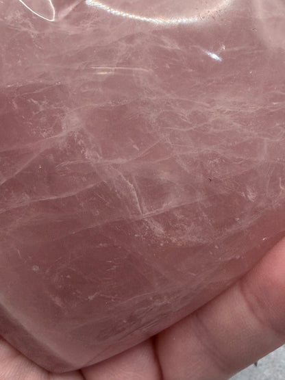 Large Rose Quartz Heart with Stand – Love & Heart Healing (314g | 8.8 × 8.3cm)