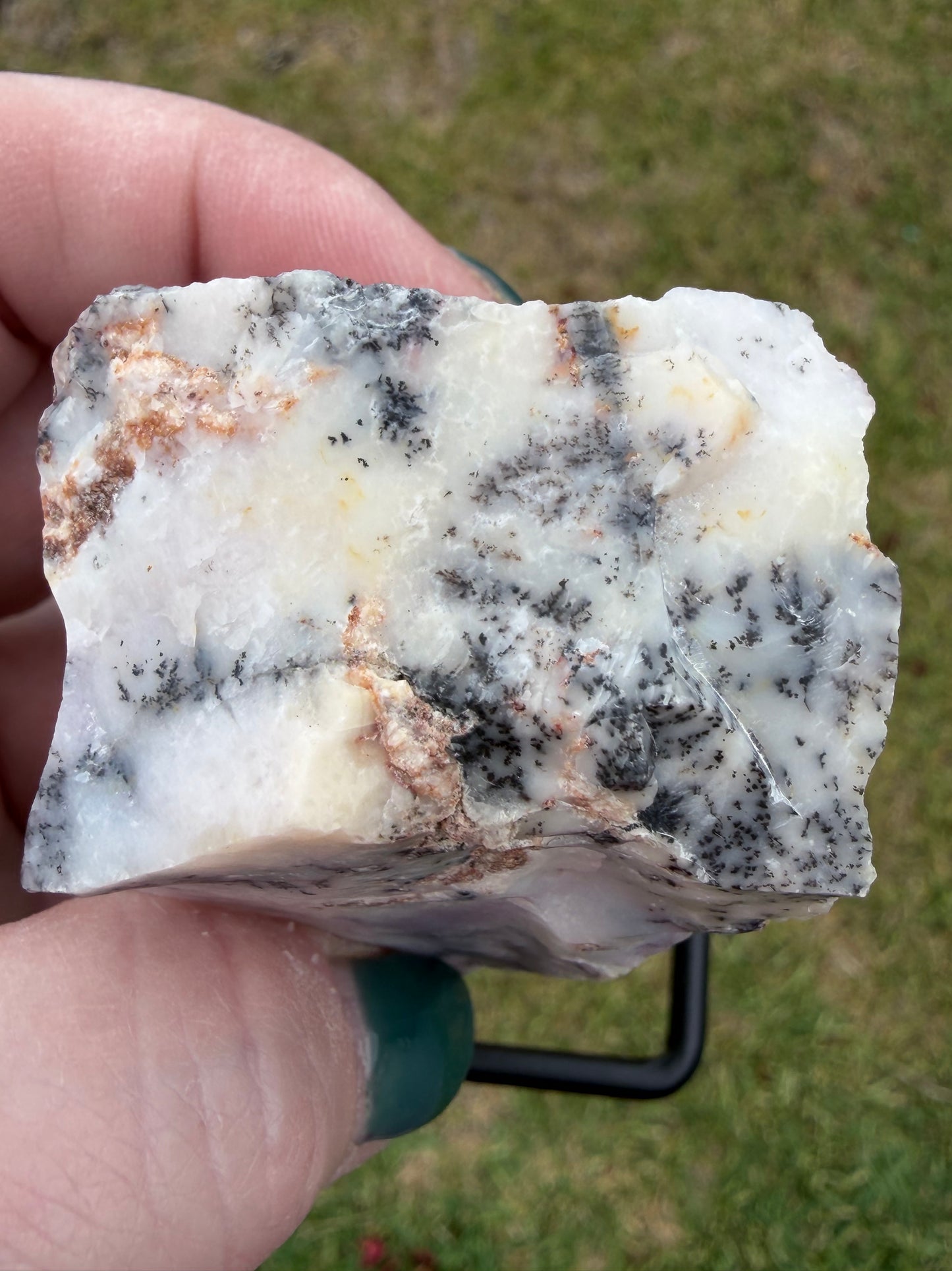 Dendritic Opal Slab on Stand (Merlinite-Style)