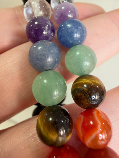 8mm Lava Stone Seven Chakra Bracelet