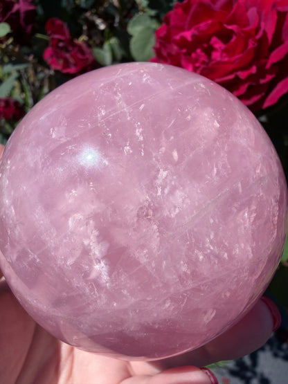 Madagascar Star Rose Quartz Sphere with Stand – 8.1 cm | 750 g