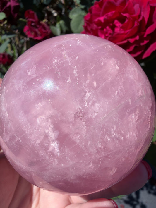 Star Rose Quartz Sphere with Stand – 8.1 cm | 750 g