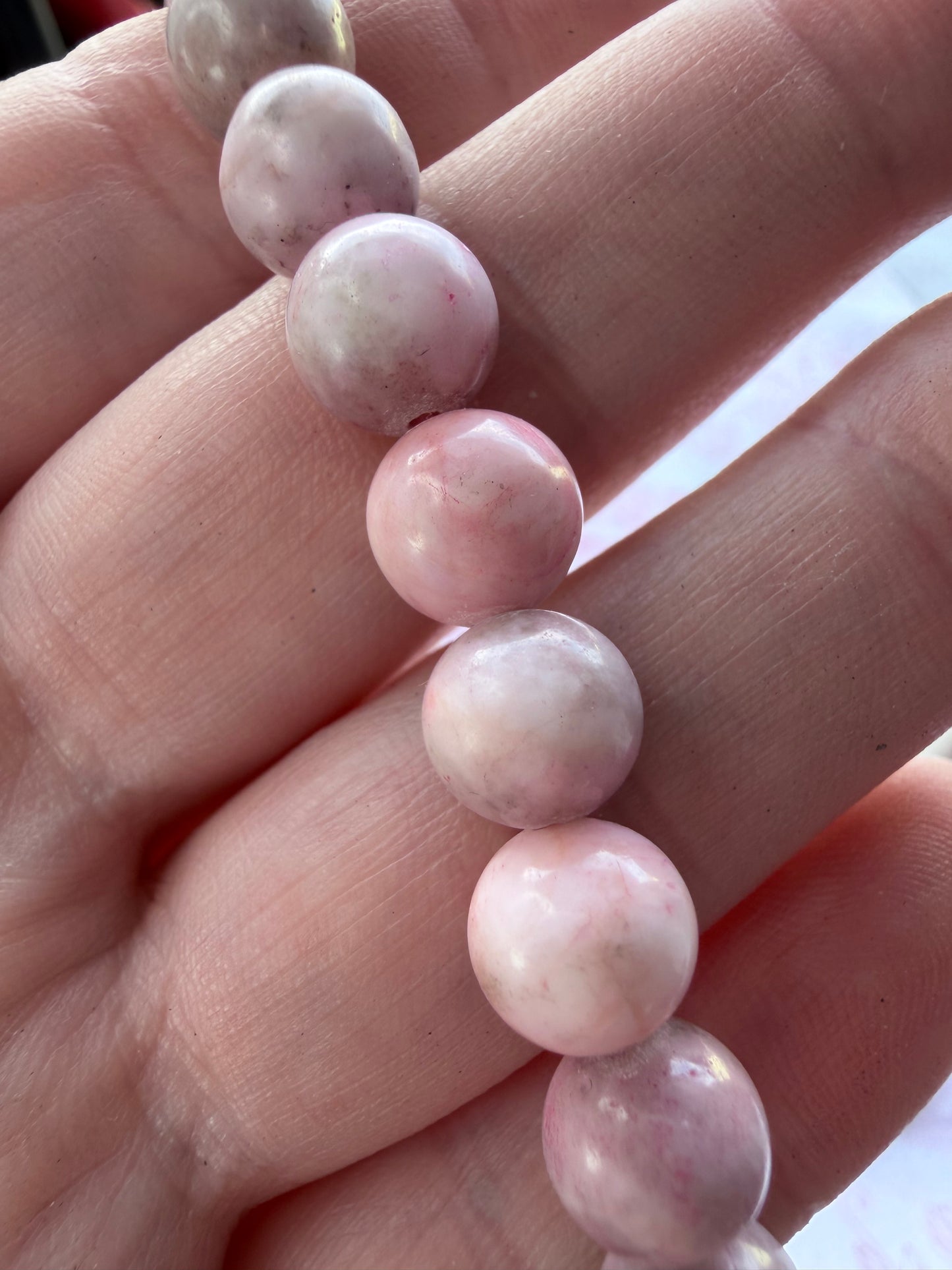 Pink Opal Beaded Bracelet with Giraffe Charm