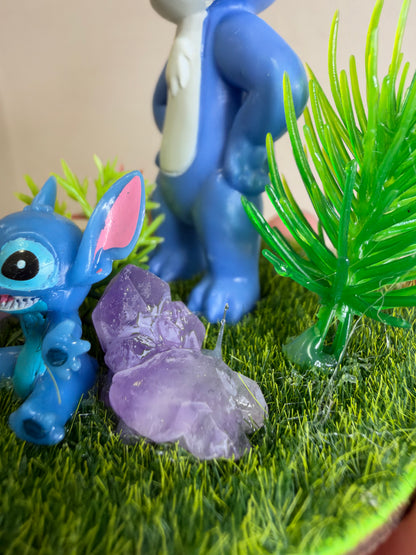 Stitch Amethyst Crystal Garden – 6cm Base