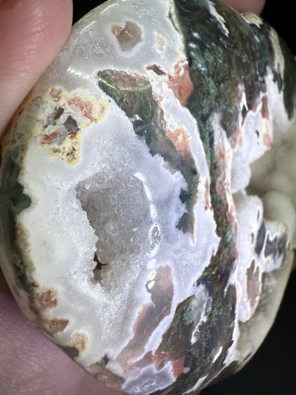 Unique Moss Agate Druzy Heart with Stand