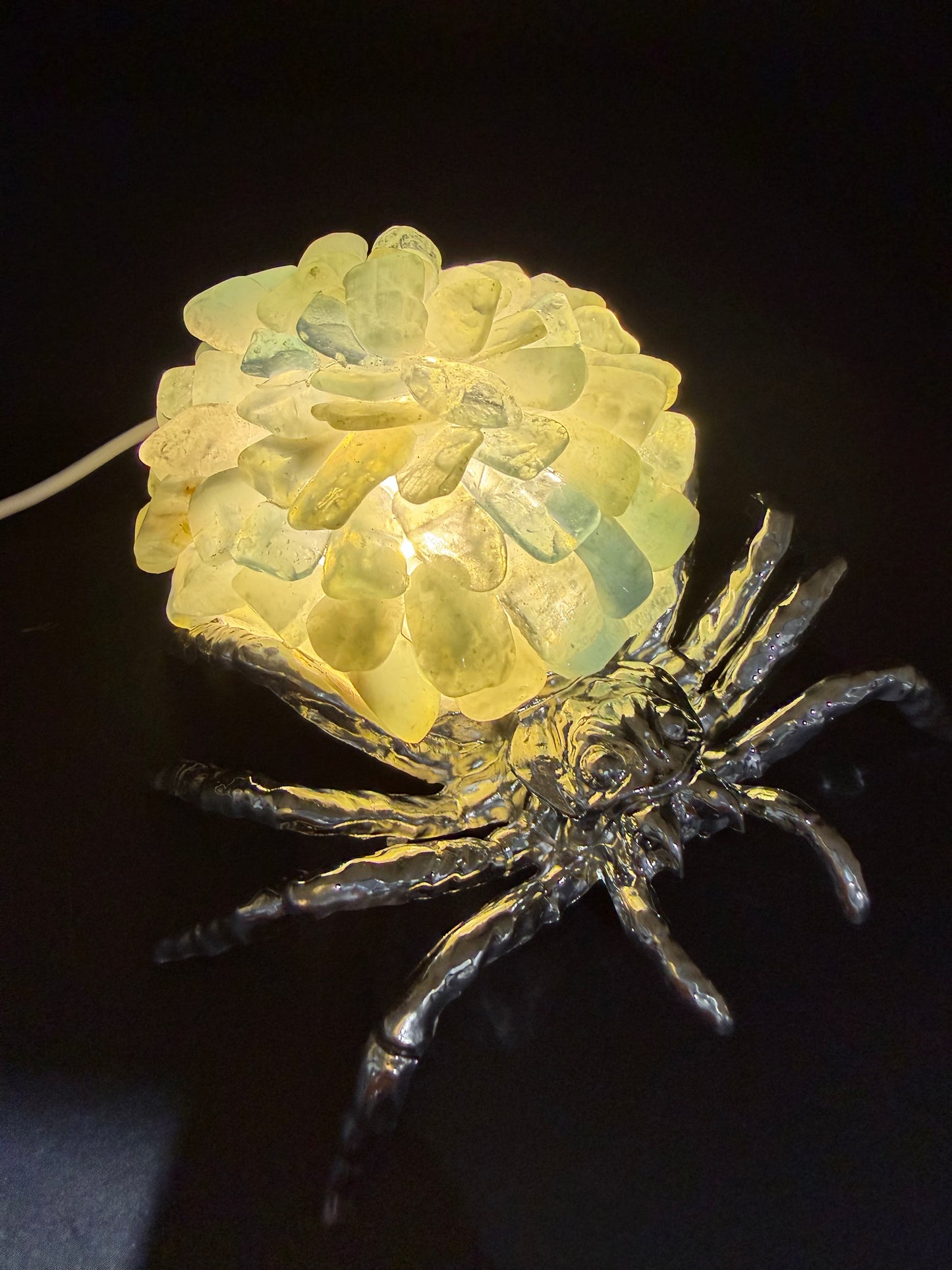 Aquamarine Crystal Spider Lamp