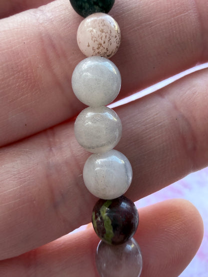 Agate Bracelet 6mm with Lotus Charm