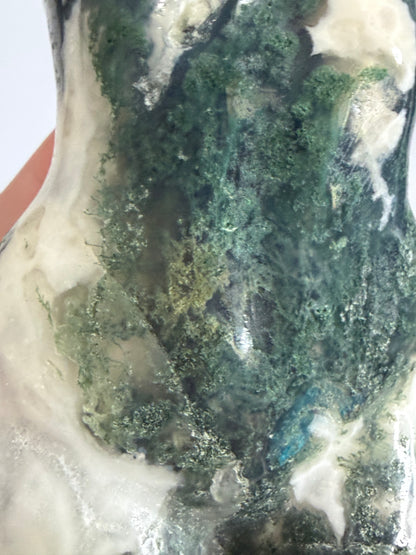 Moss Agate Goddess Statement Torso Carving – 544g - 12.5cm