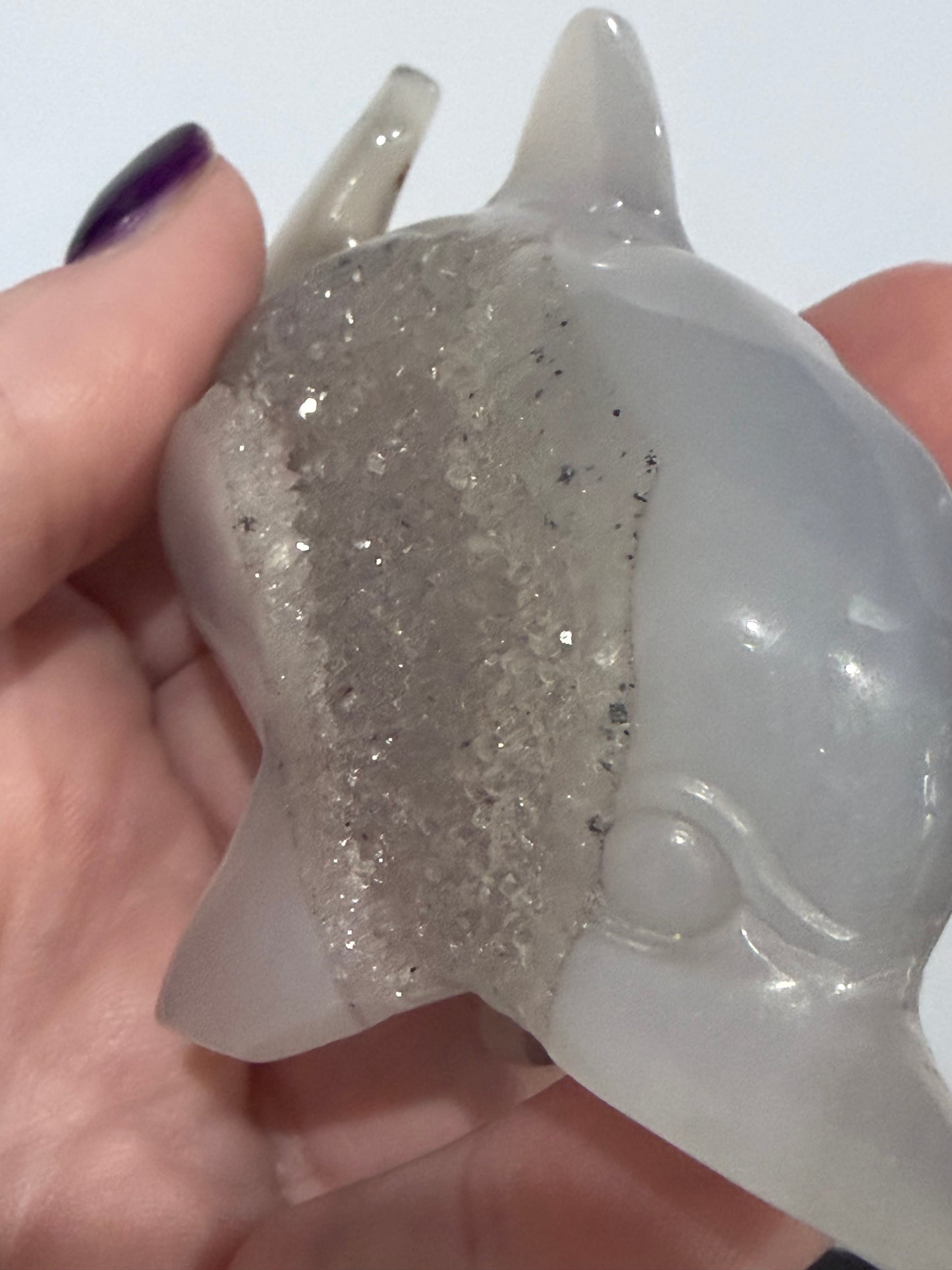 Agate Dolphin with Natural Druzy