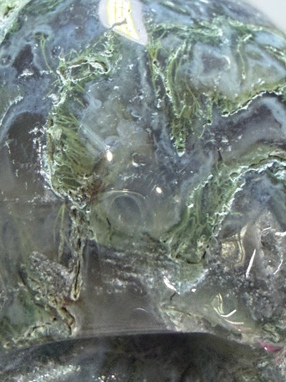 Moss Agate Druzy Skull – 6.5cm 265g