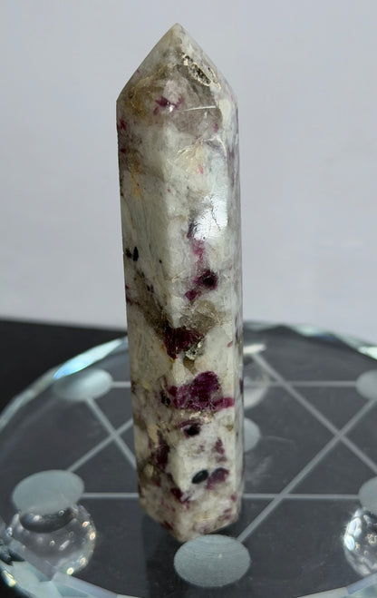Pink Tourmaline in Quartz Crystal Tower – 10.2cm | 82g C
