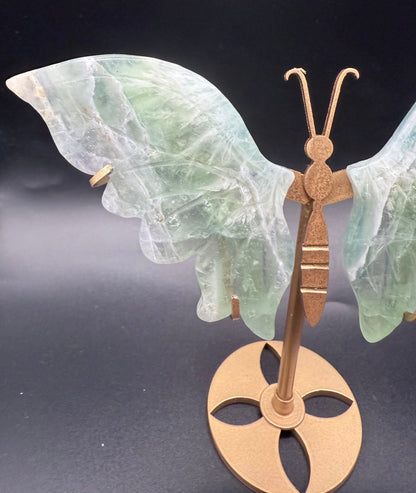 Snowflake Fluorite Butterfly with Stand