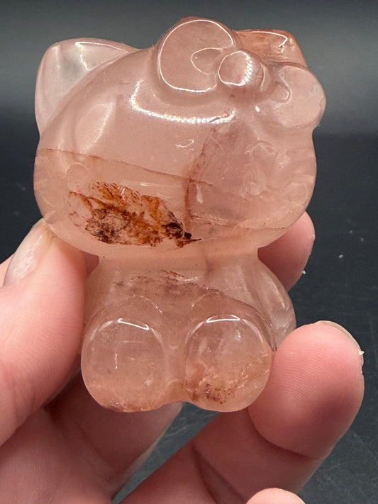 Hello Kitty Carving Fire Quartz| 6cm