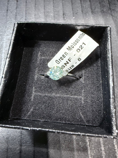 Green Moissonite Diamond Ring