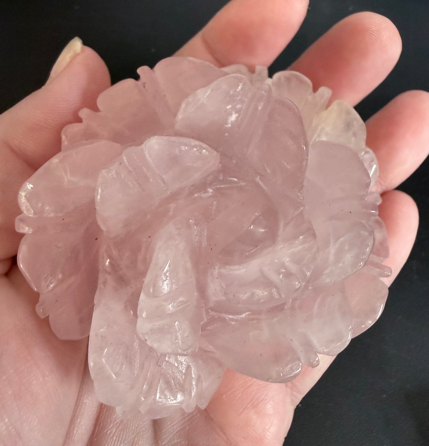 Rose Quartz Rose Carving with Light Base – 7.6 × 6.6 cm | 191g